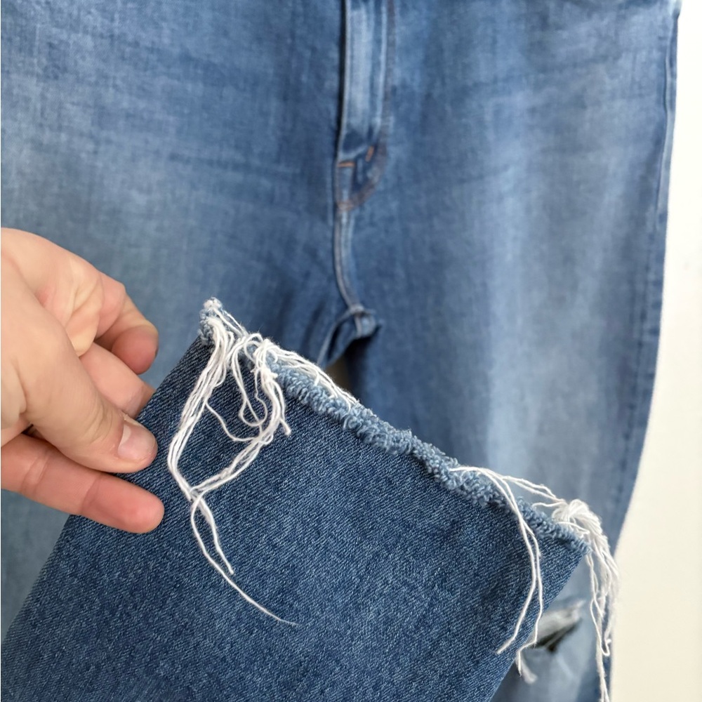 MOTHER High Waisted Looker Ankle Fray Spice It Up Distressed Blue Jeans size 31 - Picture 4 of 11